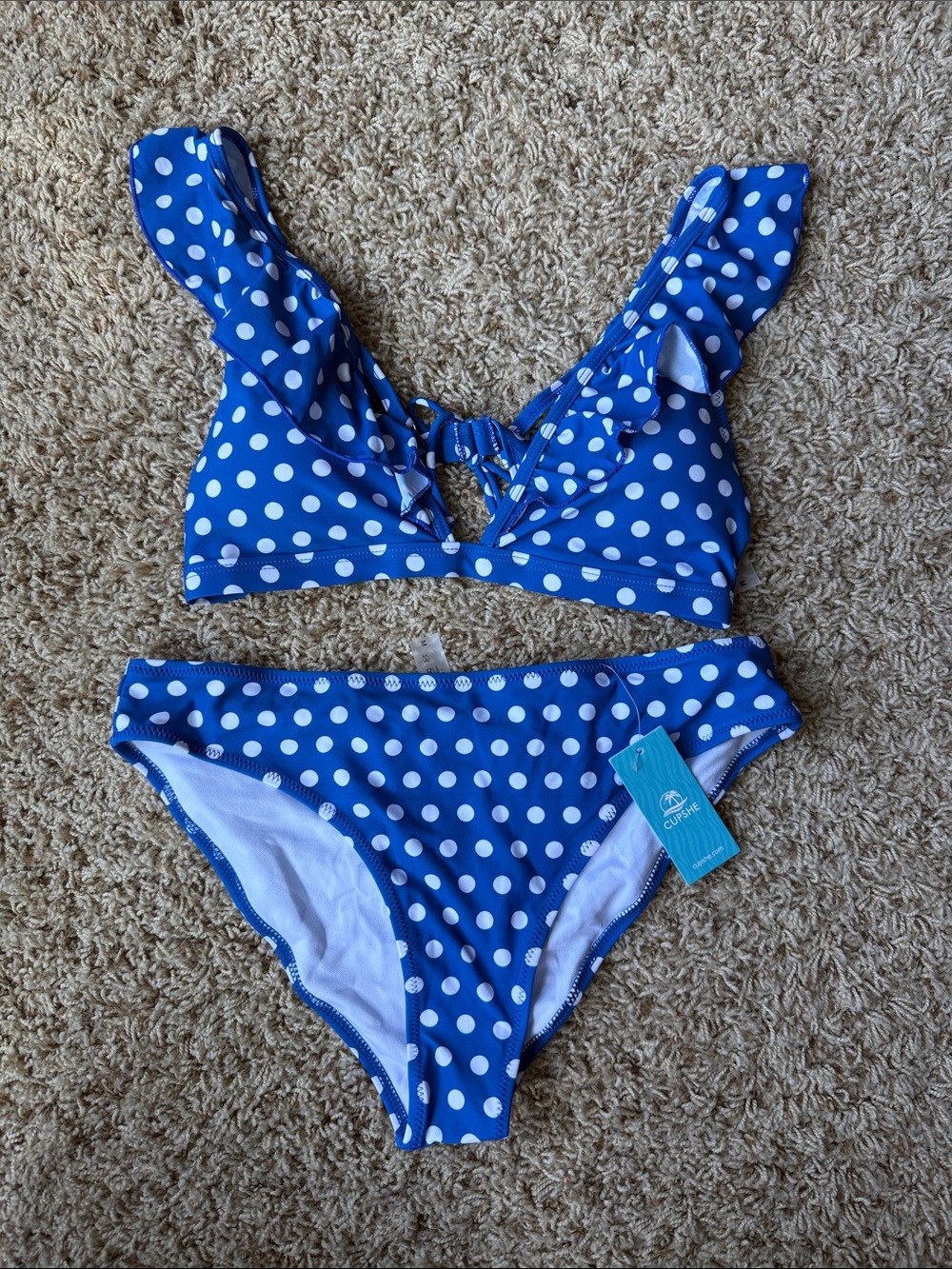 Cupshe Blue & White Polka Dot Two-Piece Bikini